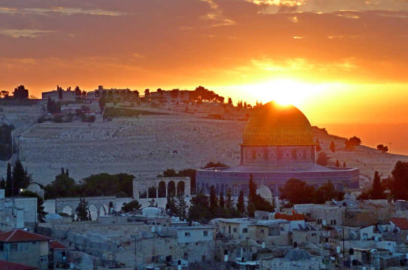 An overview of Jerusalem in sunset